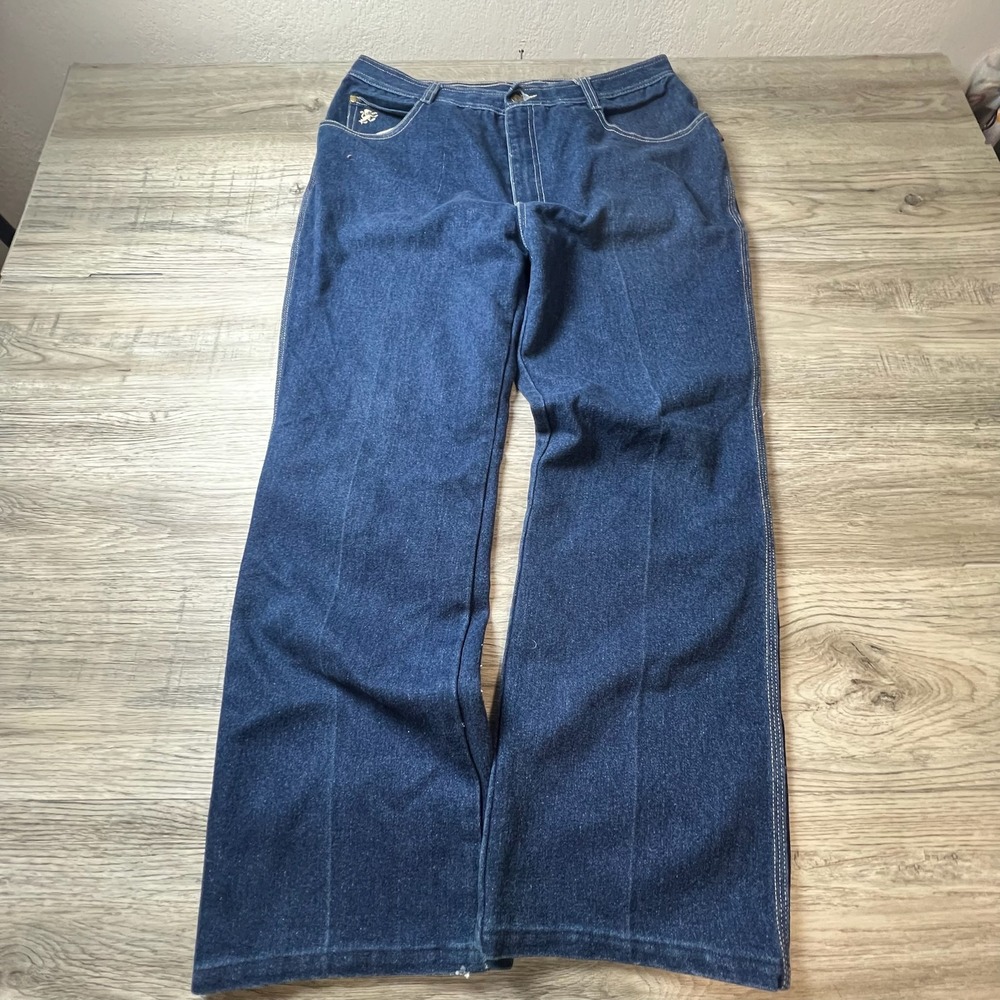Braxton Stretch Jeans‎ Womens 38 Blue Wide Leg High Rise Vintage Dark Wash Denim